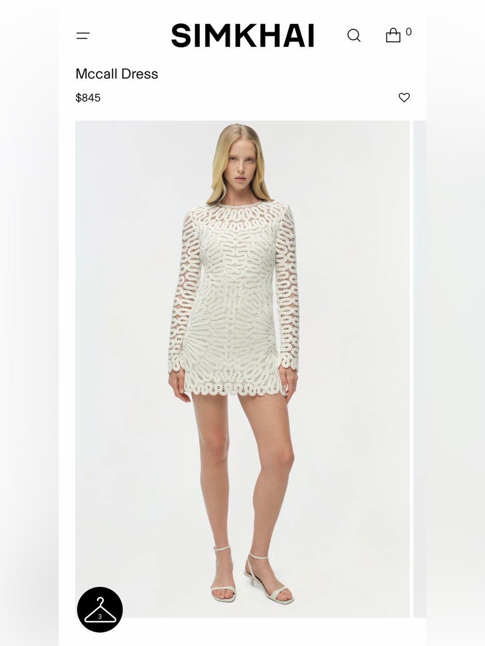 Jonathan Simkhai White Long Sleeve Crochet Mini Dress